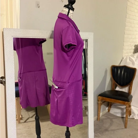 adidas Fuchsia Polo Midi Dress with Textured Skirt - Picture 5 of 7